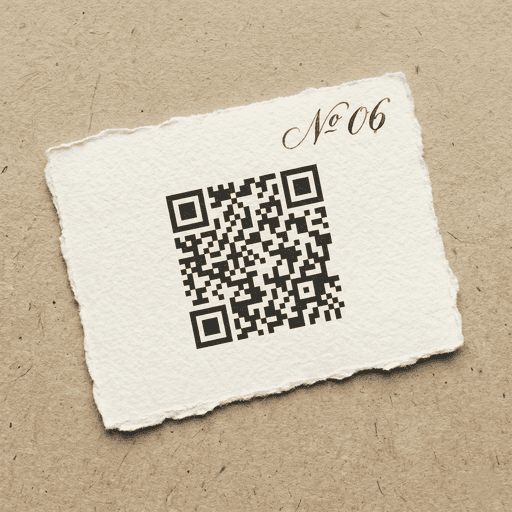 Кремова картка-запрошення з QR-кодом на крафтовому тлі